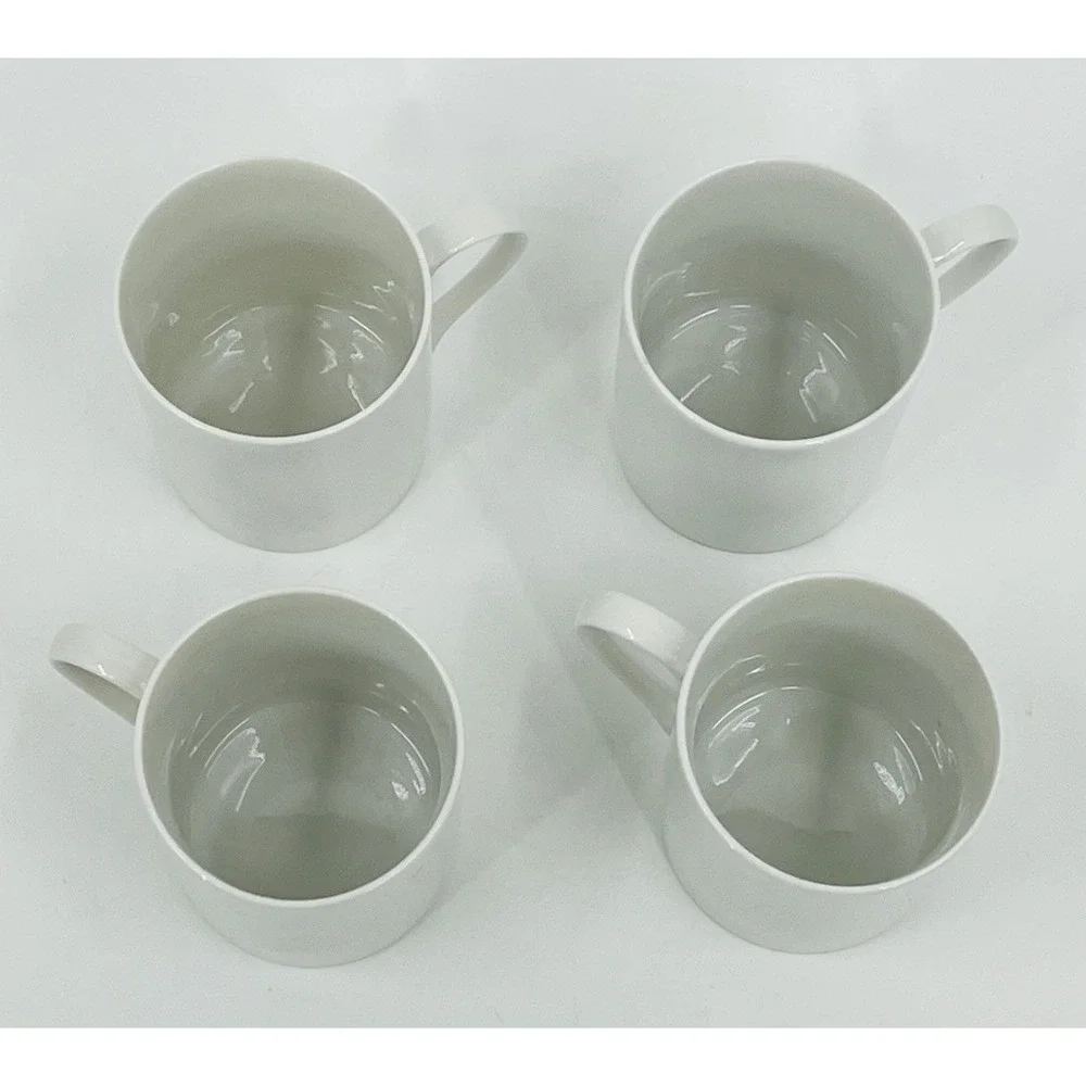 Vintage MCM Set 4 White Demitasse Espresso Cups Mugs Schmid Porcelain Japan